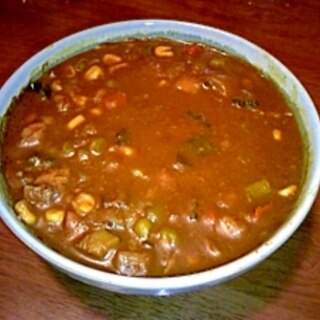 ゴーヤとナス、ズッキーニ、豆腐の元気カレー